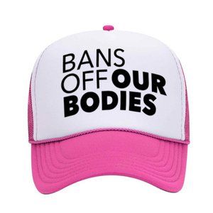 🆕Bans Off Our Bodies Pink White Foam Trucker Hat Mesh Snapback Cap
